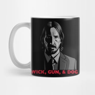 Wick, Gun, and Dog Mug